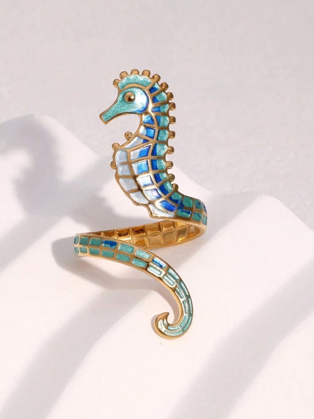 Unique Seahorse Shaped Stainless Steel adjustable Ring